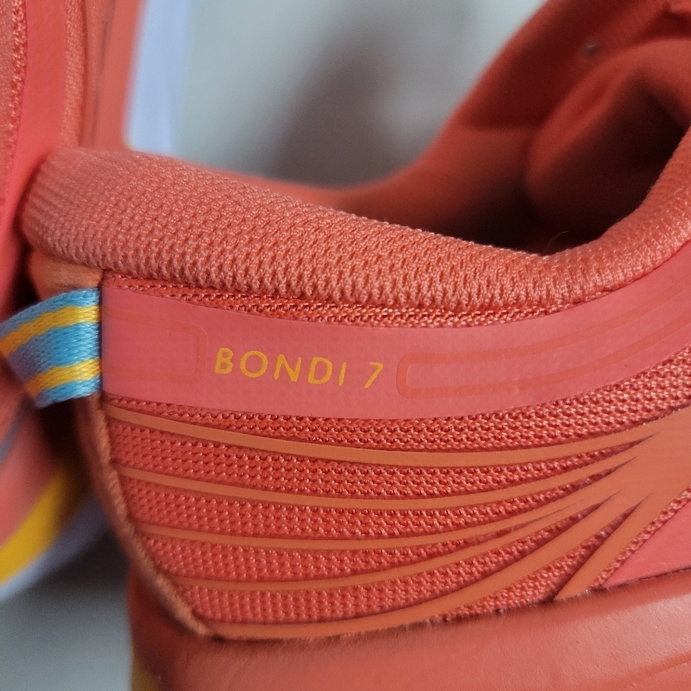 Hoka One One Women's Coral and Yellow Running Shoes - Picture 13 of 16